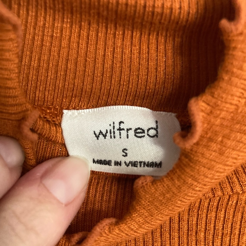 Burnt Orange Wilfred Cropped Mock Turtleneck Top Sz S - Picture 3 of 5